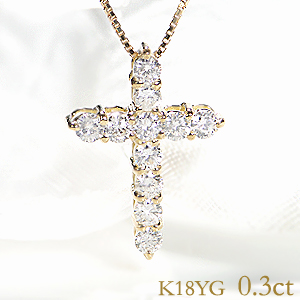 楽天市場】k18YG【1.0ct】ダイヤモンド クロス ネックレスダイヤモンド 