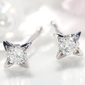 K18WG クロスモチーフ 一粒 ダイヤモンド ピアス クロス スタッドピアス ダイヤピアス 星 華奢 可愛い 人気 ダイヤ 18金 K18 ゴールドピアス ホワイトゴールド ダイア 代引手数料無料 送料無料 品質保証書 ジュエリー ギフト 誕生日プレゼント 贈り物