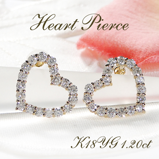 楽天市場】K18YG ハート ダイヤモンド ピアス【0.40ct】【送料