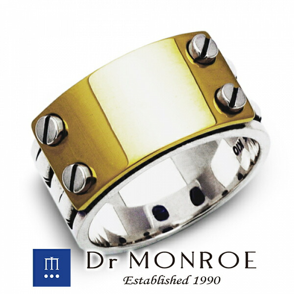 Dr MONROE ドクターモンロー 18金 ビスプレートリング ワイド プレート 板 メカ メカニカル 機械 マシン Dr MONROE ドクターモンロー 銀 シルバーアクセサリー ミニマルなデザイン・大人の深みとさり気なさが最高に引き立つアクセ ビス ブランド シルバー925 シルバー