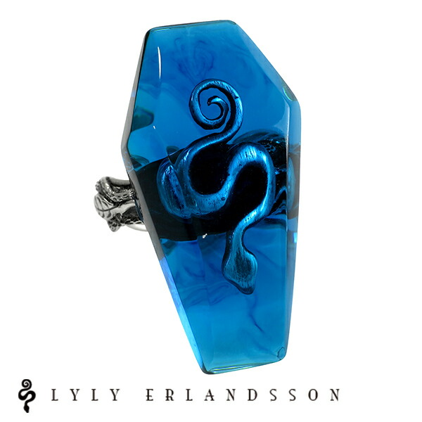 LYLY ERLANDSSON the COFFIN blue 7号～25号 リリーエルランドソン コフィン シルバー925 海外ブランド the COFFIN ザ・コフィン リリーエルランドソン blue 青色 正規取扱店 樹脂 レジン LYLY ERLANDSSON シルバーアクセサリー ブランド 美しい有機物をモチーフに