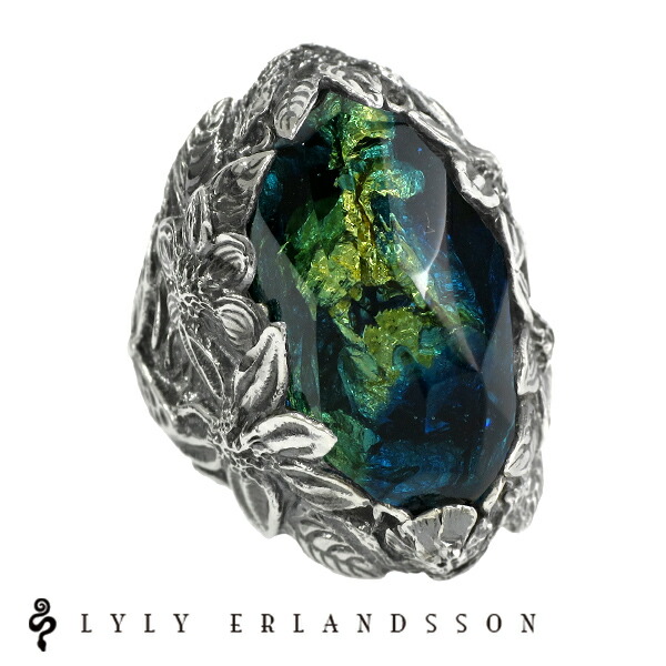 LYLY ERLANDSSON the WINTER Gold Leaf Aquablue×Blue 7号～25号 リリーエルランドソン ウィンター the WINTER ザ・ウィンター リリーエルランドソン ゴールド 金色 青水色 正規取扱店 樹脂 レジン LYLY ERLANDSSON シルバーアクセサリー ブランド 美しい有機物をモチーフに