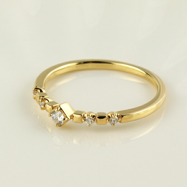 K18 ダイヤモンド スクエア リング 18金 18k ゴールド 指輪 天然 ダイヤ 上品 華奢 繊細 華やか 可愛い レディースアクセサリー Women's Jewelry Ladies 贈り物 ゴールドリング YG イエローゴールド 誕生石 4月 天然ダイヤモンド キラキラ 綺麗 カジュアル 重ね着け 婚約指輪