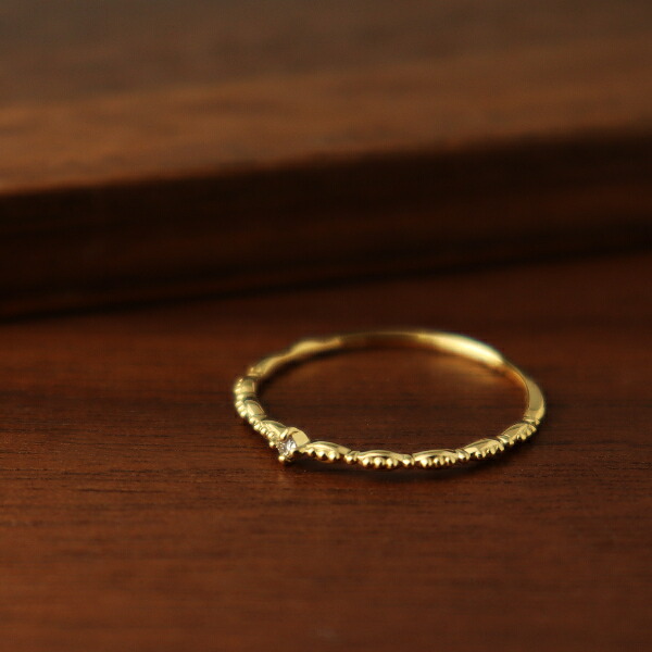 K18 一粒 ダイヤモンド ミル打ち ゴールドリング 18金 18k ゴールド リング 指輪 ミルグレイン 華奢 繊細 レディースアクセサリー Women's Jewelry Ladies 贈り物 YG イエローゴールド 誕生石 4月 天然 ダイヤ ミル デイリー 普段使い ナチュラル さりげない 細め 細い