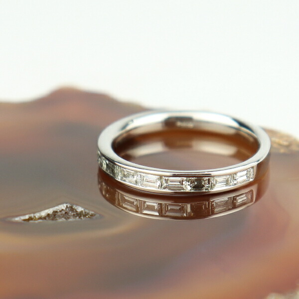 ダイヤモンド ハーフエタニティ プラチナ リング ラウンド バゲット ダイヤモンド0.6ct バケット/ラウンド ハーフエタニティ