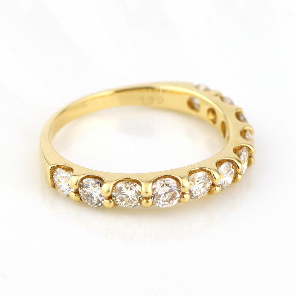 K18 1.0ct カーブ エタニティリング ダイヤモンド ゴールド エタニティ リング 指輪 18金 18k 1カラット レディースアクセサリー Women's Jewelry Ladies 贈り物 1ct 天然ダイヤモンド ハーフエタニティ ゴールドリング イエローゴールド YG ジュエリー 誕生石 4月