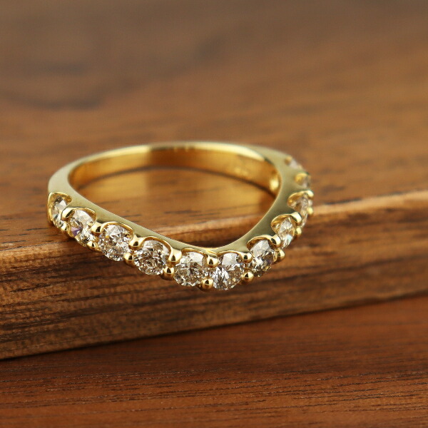 K18 1.0ct 大粒 ダイヤモンド エタニティリング 指輪 エタニティ ゴールド リング 18金 18k 1ct 1カラット レディースアクセサリー Women's Jewelry Ladies 贈り物 ゴールドリング YG イエローゴールド 誕生石 4月 天然 ダイヤ 1.0カラット ハーフエタニティ シンプル 高級感｜アリゼ
