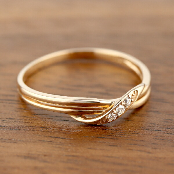 楽天市場】K18 リボン ダイヤモンド ピンクゴールド リング 指輪