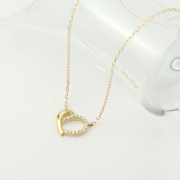 K18 ダイヤモンド オープンハート ネックレス 18金 18k ゴールド ハート 天然 ダイヤ 華やか かわいい レディースアクセサリー  Women's Jewelry Ladies 贈り物 誕生石 4月 ゴールドネックレス イエローゴールド YG 綺麗 繊細 ダイヤモンドライン きれい  上品 【89%OFF!】