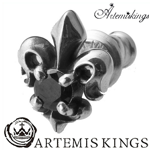Artemis Kings ストーン リリィ BK 1P 片耳用 ユリ ピアス メンズ レディース シルバー シルバー925 男性 女性 メンズピアス 男性用ピアス プレゼント 人気 かわいい おしゃれ かっこいい