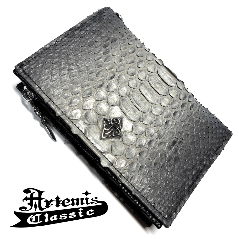 アルテミスクラシック グレーパイソンミディアムウォレット Artemis Classic 2021AW Collection アルテミスクラッシック 財布 ウォレット 蛇革 牛革 ステンレス メンズ メンズウォレット 男性 男性用 ブランド｜アリゼ