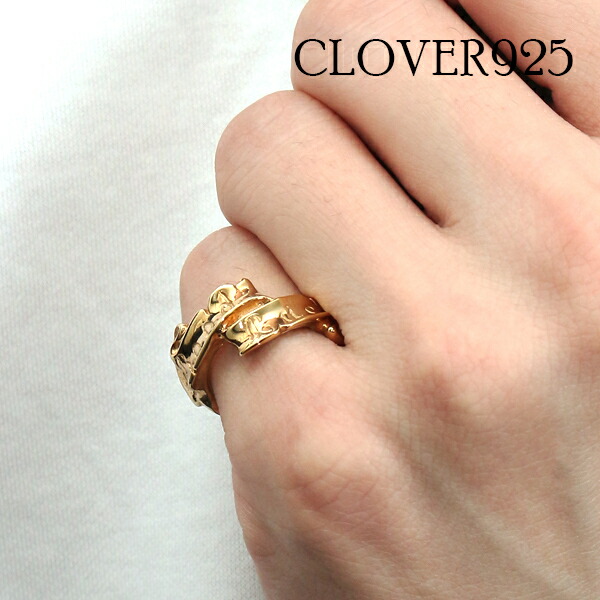 Clover925 グッドラック ゴールド リボン リング 9～27号 指輪 金 シルバー925 ピンキーリング 高校生 息子 リング プレゼント 彼女 シルバー925 記念日 シルバーリング 大学生 記念 男性 レディース 彼氏 Good Luck 夫