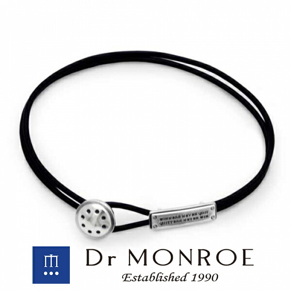 Dr MONROE ドクターモンロー レザーコードブレスレット 英語 英字 英文 メッセージ プレート 板 メカ Dr MONROE ドクターモンロー 銀 シルバーアクセサリー ミニマルなデザイン・大人の深みとさり気なさが最高に引き立つアクセ メカニカル 機械 マシン ビス ブランド