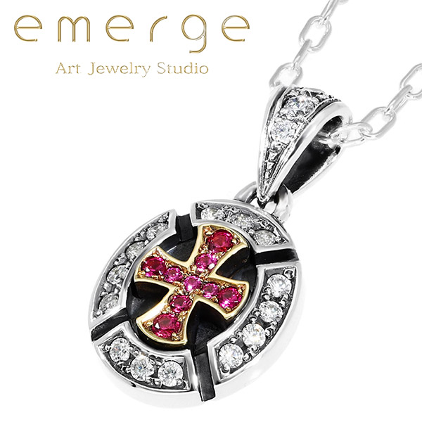 emerge エマージュ ラグジュアリー クロス ペンダント チェーン付き シルバーネックレス シルバー ネックレス シルバー925 シルバーアクセ 十字架 石付き ジルコニア メンズ 男性 豪華 ゴージャス 彼氏 ギフト 記念日 誕生日 プレゼント 人気 ブランド|アリゼ