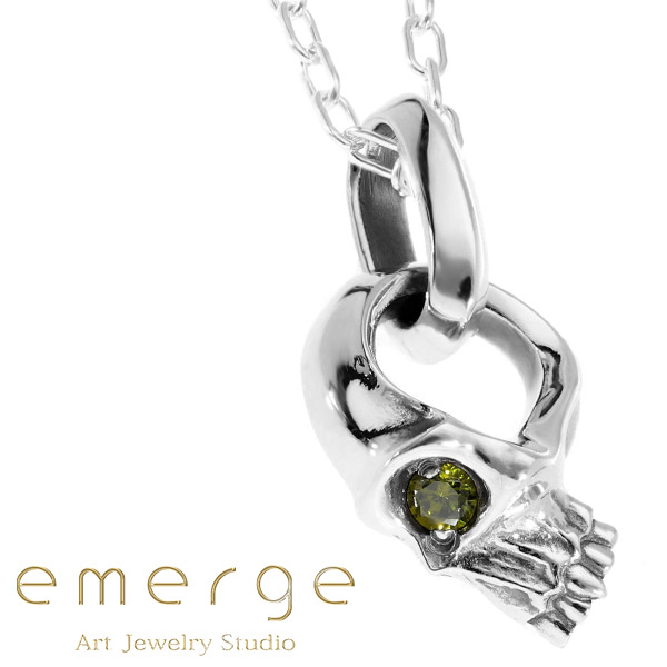 emerge エマージュ ハーフ スカル ペンダント チェーン付き シルバーネックレス シルバー ネックレス シルバー925 シルバーアクセ ドクロ 髑髏 骸骨 ガイコツ 石付き ジルコニア メンズ 男性 彼氏 ギフト 記念日 誕生日 プレゼント 人気 ブランド 11,928円