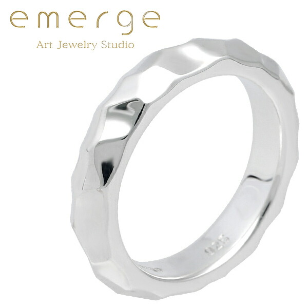 emerge エマージュ ラージ ランダムエッジ リング 4～24号 指輪 シルバーリング メンズ レディース アクセサリーブランド emerge エマージュ シルバー925 メンズ レディース リング 指輪 シルバーリング 槌目 シルバー シルバーアクセ 凸凹 ハンマー シンプル 男性 女性 彼氏
