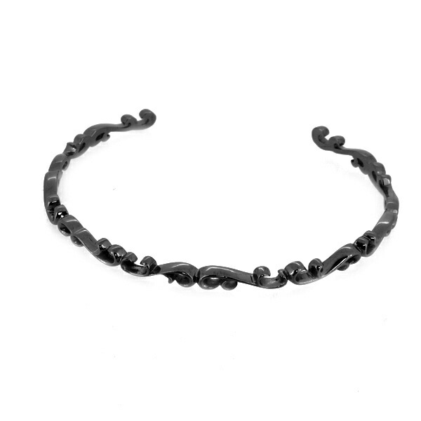 アラベスク バングル ブラックPVD メンズ 唐草 アイビー ツタ ブレスレット バングル 腕輪 ブラックPVD メンズ 唐草 アイビー ツタ アラベスク ブレスレット バングル 腕輪 サージカルステンレス 金属アレルギーフリー レディース 男性 女性 アクセサリー ギフト プレゼント