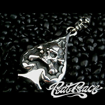 RAT RACE ラットレース エースオブスペードトップ シルバーペンダントトップ チェーンなし スカル トップ シルバーアクセサリー シルバーアクセ ペンダント スカル ドクロ メンズ ガイコツ 骸骨 ペンダントトップ シルバーペンダント ネックレス RAT RACE ラットレース