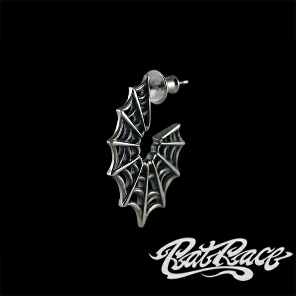 RAT RACE ラットレース スパイダーウェブピアス シルバーピアス 片耳 1P スパイダー 蜘蛛 ピアス メンズ フープピアス ハーフフープピアス 片耳用 蜘蛛の巣 シルバー925 男性用 銀 ブランド 記念日 誕生日 プレゼント 人気 彼氏 おしゃれ|アリゼ