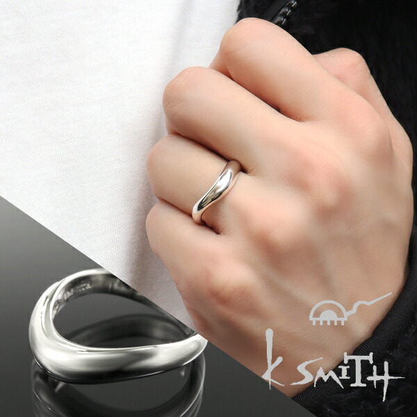 K-SMITH シンプル V字 カーブ リング 11～21号 シルバーアクセサリー シルバー925 ウェーブ シルバーリング 息子 彼氏 女性 メンズ きれいめ プレゼント 白 シルバー925 ジュエリー リング アクセサリー 男性 かっこいい ホワイト