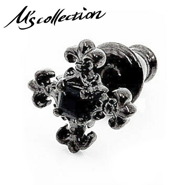 M's collection エムズコレクション シルバー925 クロス ブラックジルコニア スタッド ピアス 1P 片耳用 ユニセックス ホワイトデーペア プレゼント スタッドピアス 片耳 十字架 イヤリング 片売り ばら売り ペアアクセサリー お揃い カップル メイドインジャパン