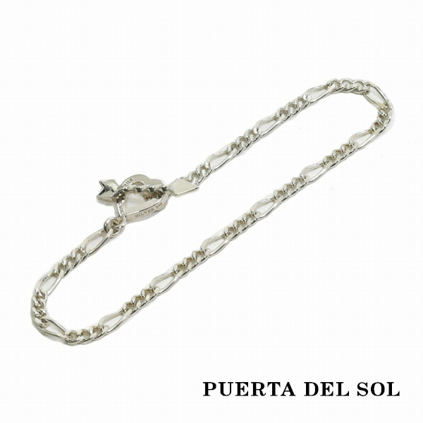 PUERTA DEL SOL ハート 射止める矢 Tバー チェーン ブレスレット シルバー950 ユニセックス プレゼント 腕元 アクセサリー シルバーブレスレット おしゃれ 手元 SV950 ユニセックス 銀 腕回り シルバーアクセサリー 手首 手首|アリゼ