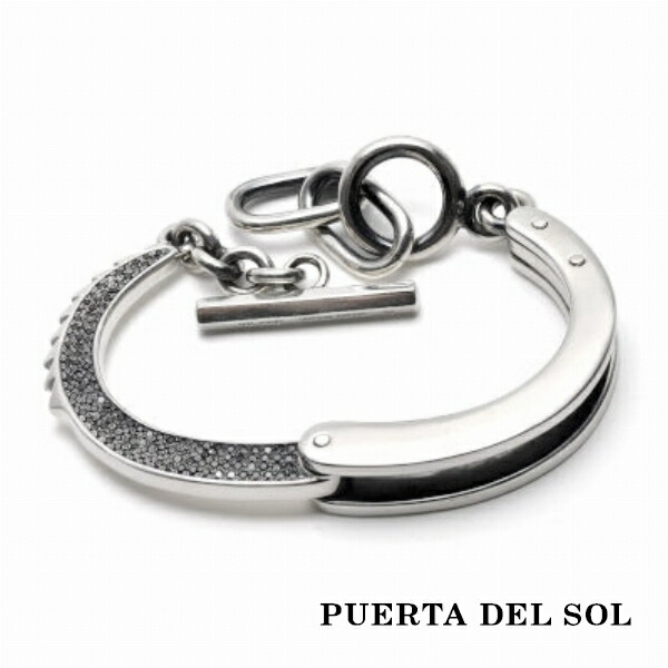 PUERTA DEL SOL 手錠 アバンギャルド ブレスレット ブラック シルバー950 ユニセックス シルバーアクセサリー SV950 シルバーブレスレット ギフト ブラック 腕元 銀 腕回り ユニセックス 人気 腕元 人気 アクセサリー 手首 手元