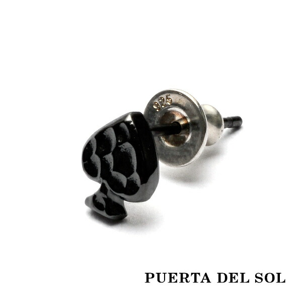 PUERTA DEL SOL ハンマーパターン スペード ピアス ブラック シルバー950 チタンコーティング ユニセックス シルバーアクセサリー 人気 おしゃれ ギフト ブラック チタンコーティング 銀 イヤリング 銀 ブリタニアシルバー プレゼント
