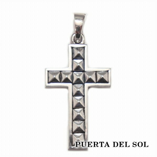 PUERTA DEL SOL シルバー スタッズクロス ペンダント(チェーンなし) シルバー950 ユニセックス シルバーアクセサリー 銀 ネックレストップ ブリタニアシルバー プレゼント ブリタニアシルバー ペンダントヘッド シルバー950 人気 銀|アリゼ