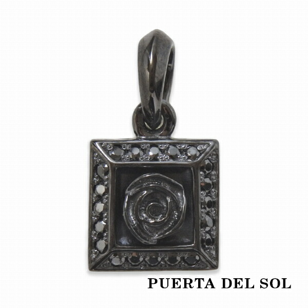 PUERTA DEL SOL Framed BlackRose ローズ ペンダント(チェーンなし) ブラック シルバー950 チタンコーティング ギフト 人気 銀 プレゼント SV950 ペンダントヘッド ブラック ネックレストップ おしゃれ SV950|アリゼ