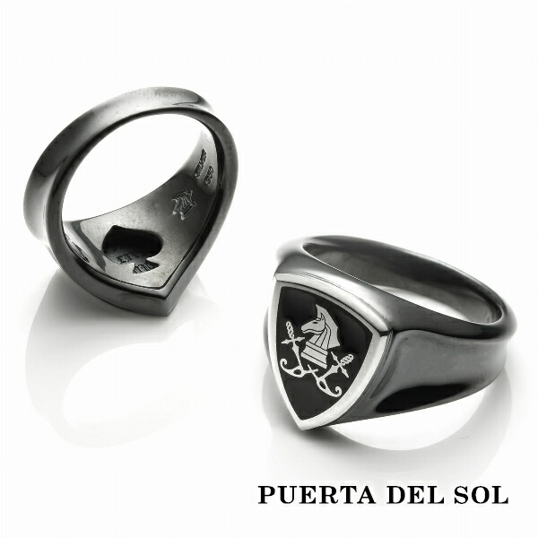 PUERTA DEL SOL Chess Knight Large Emblem チェスナイト エンブレム リング(7号～23号) シルバー950 指輪 おしゃれ シルバーアクセサリー ブラック 指輪 シルバーアクセサリー プレゼント シルバーリング 銀