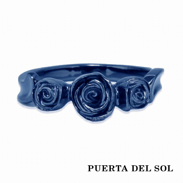 PUERTA DEL SOL Three Rose 花弁 ローズ 薔薇 バラ リング(7号～23号) メンズリング シルバーリング SV950 ブリタニアシルバー シルバーリング 人気 ブルー ギフト シルバー950 プレゼント 指輪 レディースリング