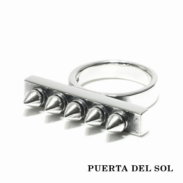 PUERTA DEL SOL Destroy 破壊 スタッズ リング(11号～23号) シルバー950 ユニセックス シルバーアクセサリー 人気 ブランド 指輪 SV950 レディースリング ブリタニアシルバー 銀 銀指輪 シルバーアクセサリー 銀 指輪｜アリゼ