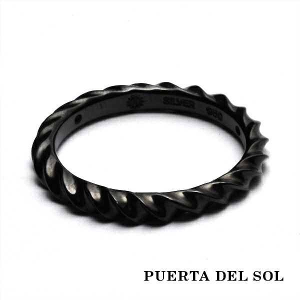 PUERTA DEL SOL インパラホーン リング(7号～25号) ブラック シルバー950 チタンコーティング ユニセックス シルバーアクセサリー シルバーアクセサリー レディースリング レディースリング ユニセックス アクセサリー シルバーリング｜アリゼ