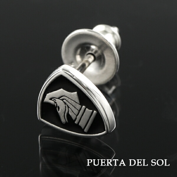 PUERTA DEL SOL ロゴ エンブレム ピアス 1P 片耳用 シルバーアクセサリー シルバー950 チェス 彼氏 盾 チタンポスト プエルタデルソル メンズ メンズ おしゃれ ナイト 騎士 シールド ナイト シルバー950 ピアス 男性 シールド