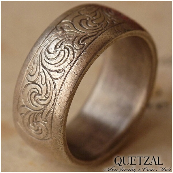 Quetzal エングレイブリング シルバーリング 3号～27号 ブランド リング シルバー925 メンズ ケツァール ケツァール Quetzal 100年後のアンティークを目指したクリエイションブランド ケツアール アンティーク ヴィンテージ ゴシック ロココ 唐草 アラベスク 指輪 建築 美術｜アリゼ 26,100円