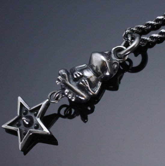 龍頭 蛙×霰星 ネックレス チェーン付き ペンダント メンズ レディース シルバー シルバーネックレス メンズネックレス 彼氏 女性 男性 伝統技法 ギフト おしゃれ 人気 カエル シルバー950 ペンダント ブランド 蛙 彼女