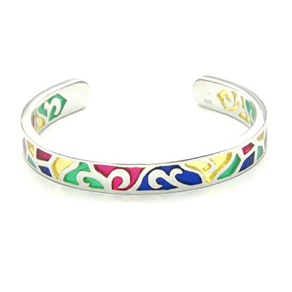 SAINTS セインツ ステンドグラスバングル カラフルレジン シルバー925 シルバーアクセサリー 銀 SV925 シルバー925 シルバーアクセサリー 銀 SV925 スターリングシルバー ブレスレット 腕輪 シルバーバングル 人気 ブランド アクセサリー ギフト プレゼント おしゃれ