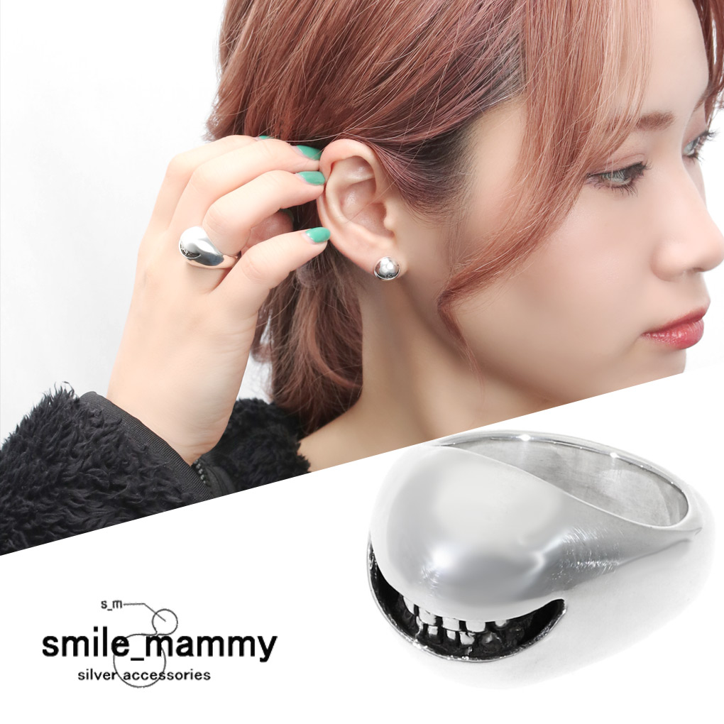 smile_mammy スマイル リング 指輪 5～18号 シルバー925 ドームリング シグネットリング ニヤニヤ スマイル ボリューム 歯 彼氏 スマイルマミー ボリューム プレゼント ダーク 女性 ホラー 歯 男性 リング 怖い 指輪 レディース