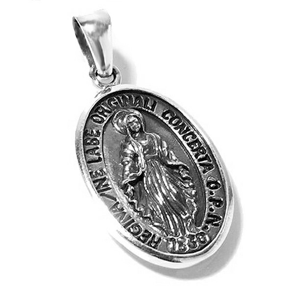 Miraculous Medal Yellow and White Gold