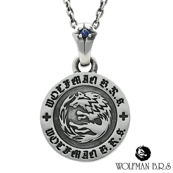 楽天市場】ムーン ウルフ メダル ネックレス チェーン付