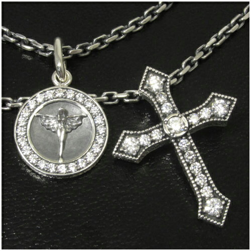 BULLET PEACE キュービックジルコニア ビーナス クロスセット シルバーネックレス ２本セット メンズ メンズ ペンダントトップ 925シルバーアクセサリー スターリング ハード レディース 男性女性 ブランド プレゼント 人気 彼氏 かわいい おしゃれ