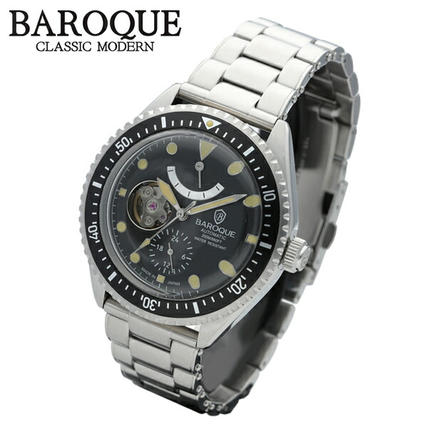 BAROQUE ブラック 腕時計 BA3006シリーズ ブランド ウォッチ BA3006S-02M 時計 メンズ 紳士 かっこいい 腕時計 時計 ウォッチ リストウォッチ メンズ メンズ腕時計 メンズウォッチ BAROQUE バロック ブランド シルバー 黒 ブラック ステンレス フォーマル スーツ ビジネス