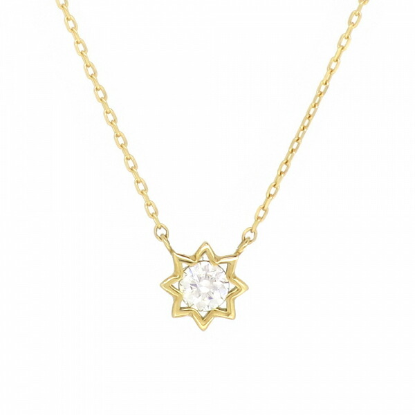 一粒 ゴールドネックレス(チェーン付きペンダント) 星 スター 八芒星 18金 イエローゴールド ダイヤモンド 一粒 星 スター 八芒星 18金 イエローゴールド ダイヤモンド ダイアモンド ジュエリー ネックレス ペンダント 首飾り レディース 女性 アクセサリー ギフト