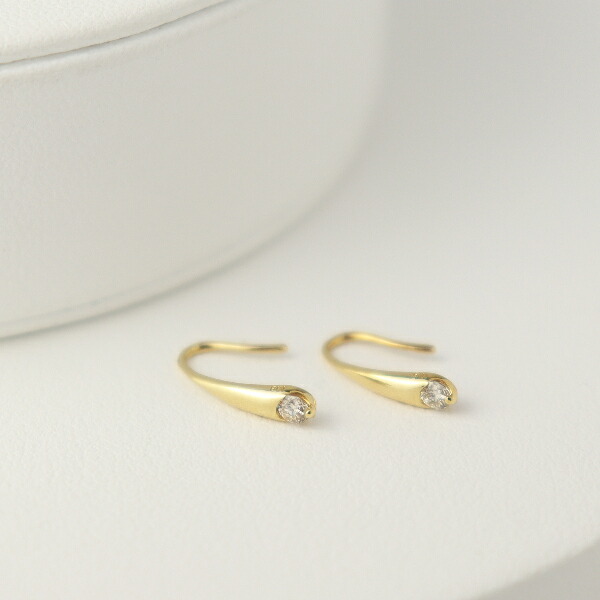 K18 ダイヤモンド ドロップ フックピアス 2P 両耳用 18金 18k ゴールド ピアス 天然 ダイヤ 0.1ct 雫 滴 レディースアクセサリー Women's Jewelry Ladies 贈り物 ゴールドピアス YG イエローゴールド 誕生石 4月 天然ダイヤモンド 0.1カラット シンプル K18 18金 18k しずく｜アリゼ
