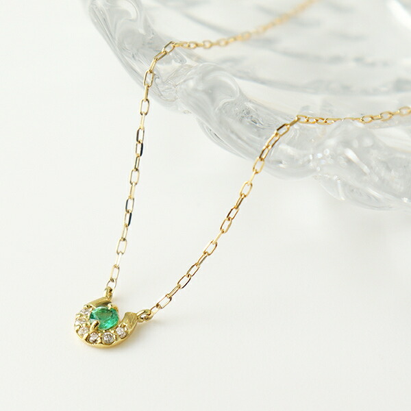 K18 エメラルド 馬蹄 ゴールド ネックレス ホースシュー ダイヤモンド 18金 18k ゴールドネックレス 馬蹄形 レディースアクセサリー Women's Jewelry Ladies 贈り物 天然石 誕生石 4月 5月 グリーン 緑 馬蹄 ホースシュー 幸運 幸福 ラッキーアイテム ゴールドネックレス