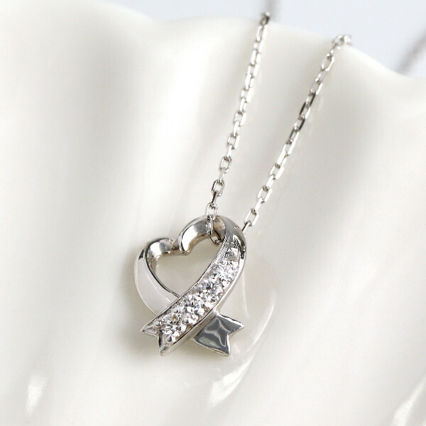 K18 ダイヤモンド リボン ハート ネックレス 18金 18k ホワイトゴールド ゴールド 天然 ダイヤ シンプル レディースアクセサリー Women's Jewelry Ladies 贈り物 オープンハート ゴールドネックレス WG ホワイト ゴールド ジュエリー デイリー オフィス ご褒美 結婚記念日