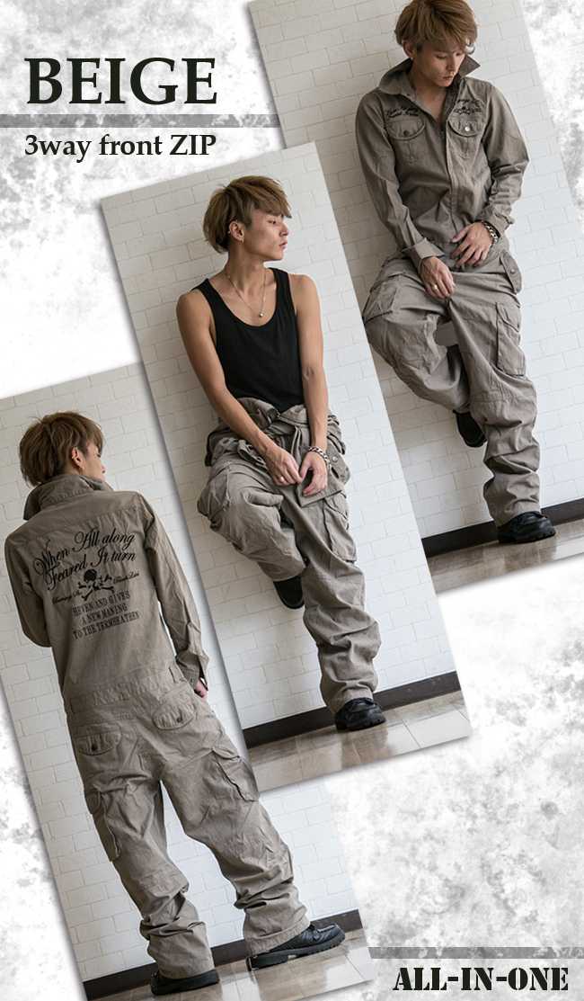 つなぎ メンズ おしゃれ ツナギ 送料無料 楽天ランキング1位 Bernings Sho バーニングスショウ クロスボーン スカル 刺繍 ミリタリー オールインワン ジャンプスー Devils Bsp Fr