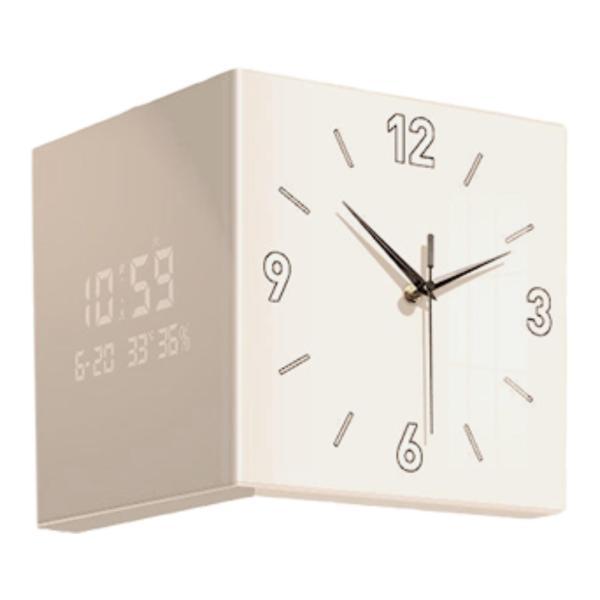 ポイント10倍／【5% OFF クーポン】家のリビングルームの教室クリームのために読みやすい正方形に取り付けられたコーナークロック壁｜アルケット