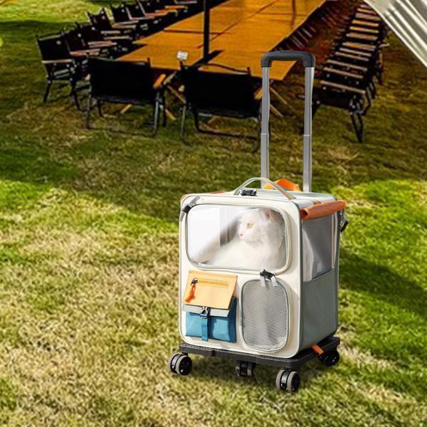 キャットキャリー キャリーバッグ 折りたたみ式 トロリー 通気性 ハンドバッグ ペット用 ローリング 大型猫 子犬 子猫 アウトドア キャンプ用|アルケット